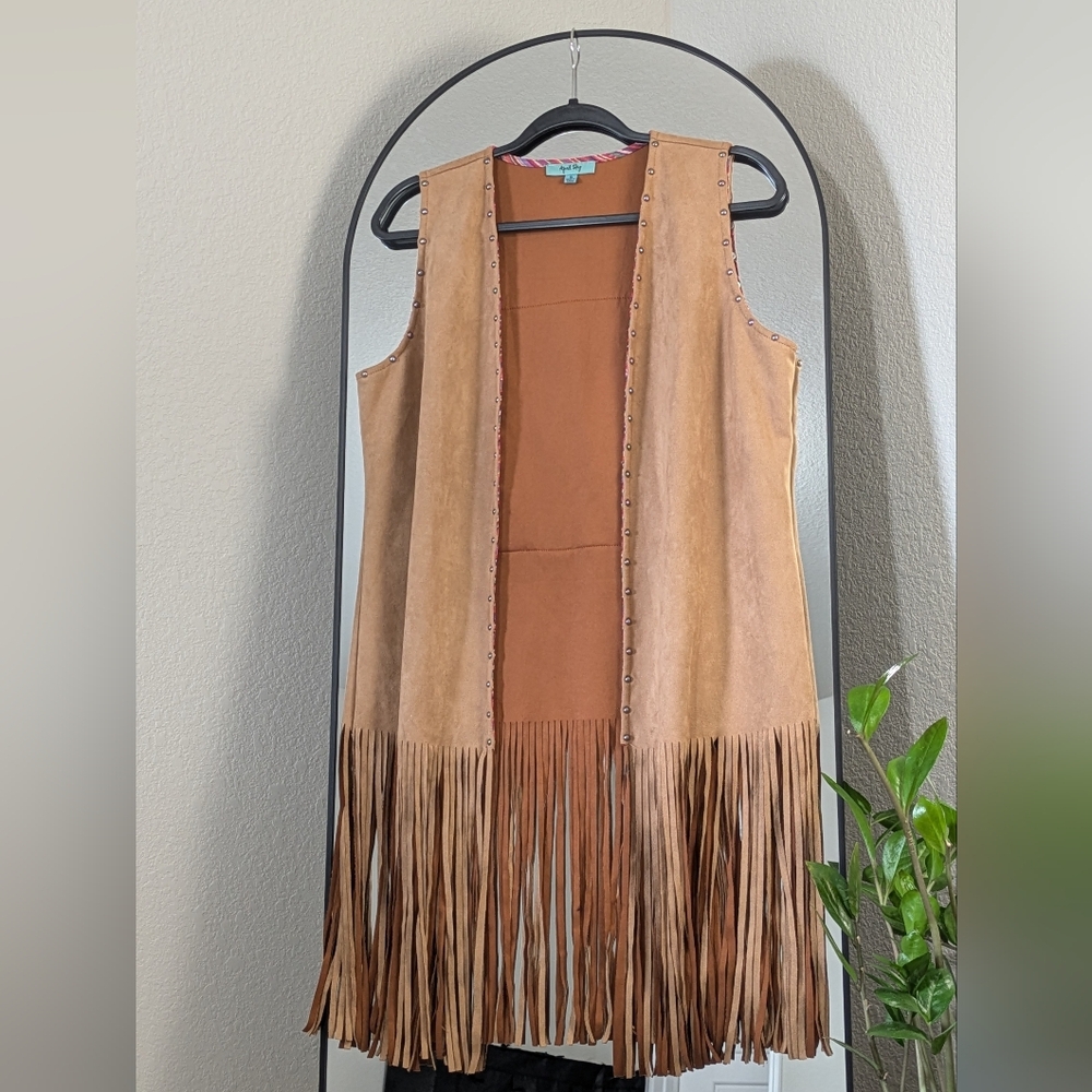 Tan Fringe Suede Vest